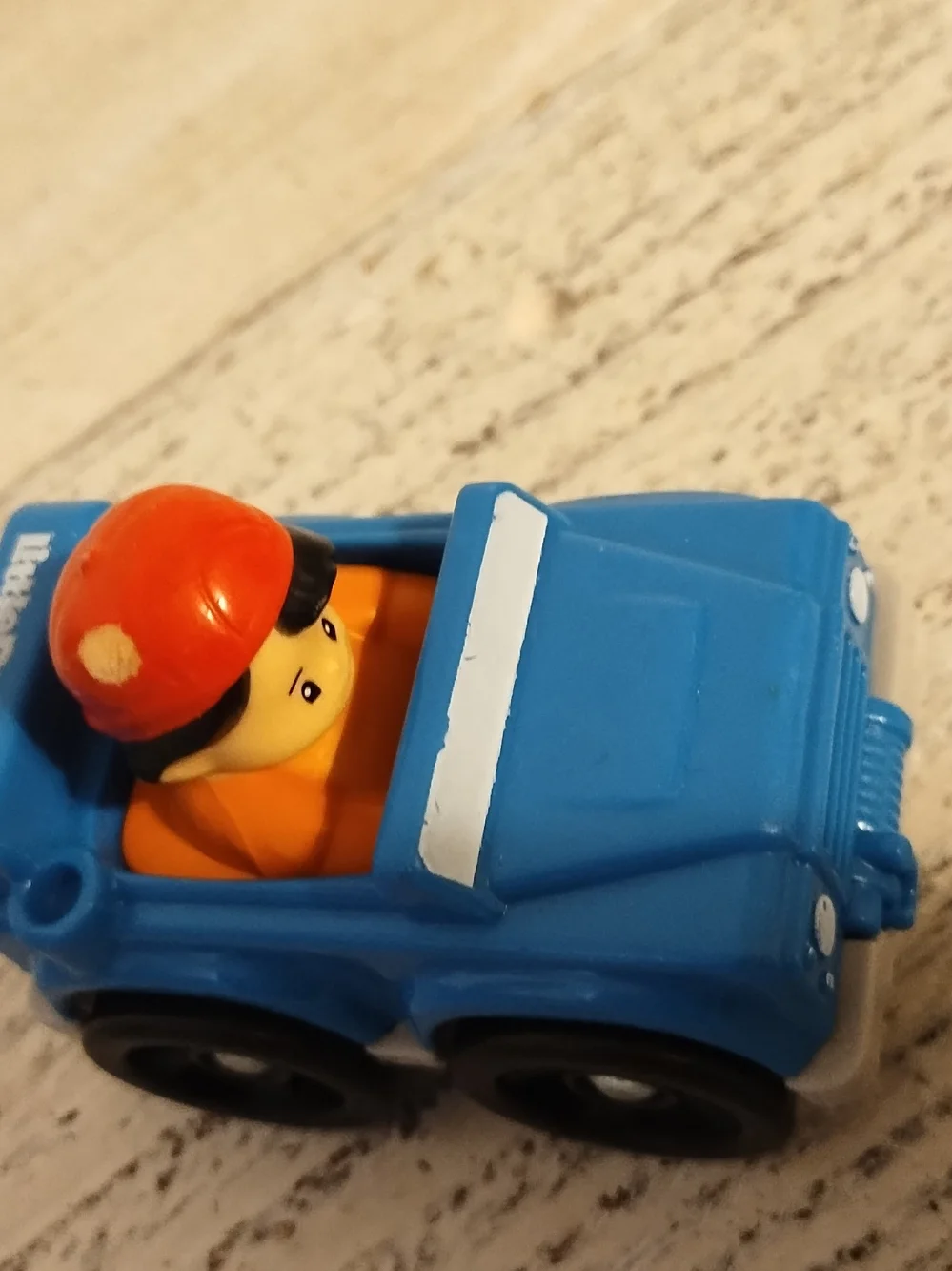 Fisher-Price Little People Wheelies Blue Car Jeep with Boy 2014 Rare
